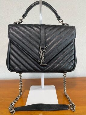 Black Quilted Leather Chain-Handle Shoulder Bag